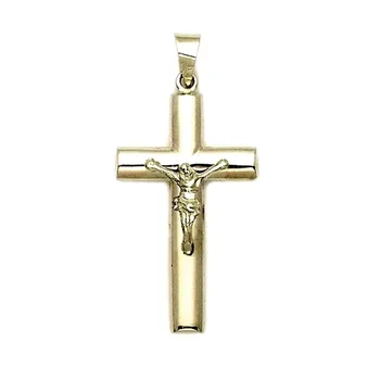 

Cross crucifix 9k gold pendant Christ 25mm. Hollow oval [7250]