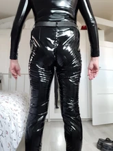 Adogirl-pantalones de piel sintética con cremallera para mujer, medias elásticas de media cintura, color negro, otoño e invierno, 2020