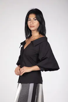 

Blue White Handles Shirred Shirt