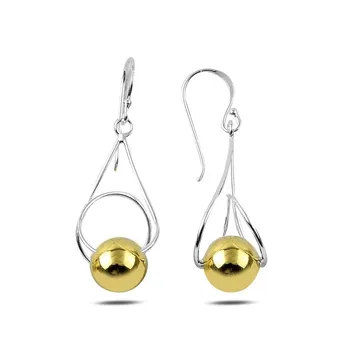 

Teleplus Gold Plated Dangle Ball Earrings 925 Sterling Silver