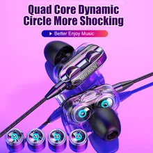 Новые проводные наушники, двойные наушники для водителей с микрофоном, регулятор громкости, стерео, басовые наушники для iPhone, samsung, Xiaomi, huawei, гарнитуры