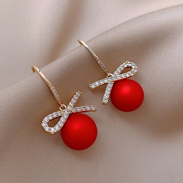 Red Rose Rhinestone Stud Earrings For Women Butterfly Angel Wings Pearl Flowers Earring Bride Wedding Engagement Jewelry