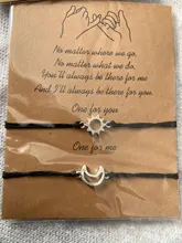 Pulsera de cadena de cuerda ajustable con colgante de sol, luna, Cruz, girasol, joyería de amistad