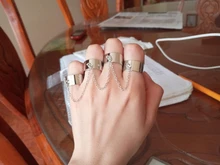 Punk Hip-Hop Cruz anillo de plata Chapado en Color Retro Cadena de dedo anillo de joyería ajustable regalo para Unisex anillo partido anillos