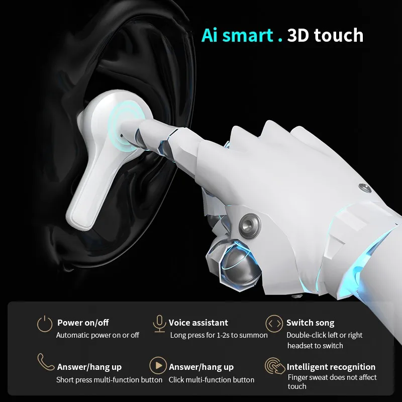 Waterproof TWS Wireless Bluetooth 5 1 Headset Touch Control Sport HIFI Sound In Ear Bluetooth Earbuds Earphones With 2200mAh Cha