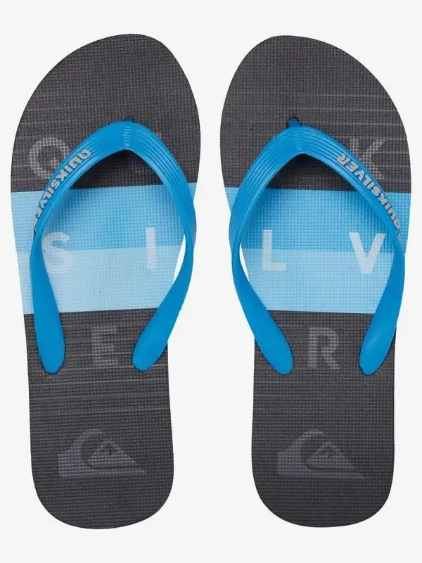 Quiksilver – Chanclas De Goma Para Playa Para Hombre Modelo Molokai Word Blockcon Cinta Azul Y Negra