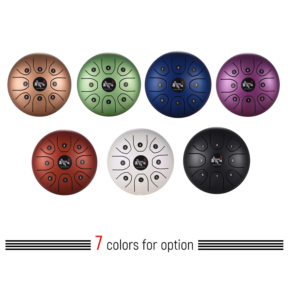 US IN STOCK 5.5 Inch C Key Tongue Drum Mini 8-Tone Steel Hand Pan Drum Percussion Instrument with Mallets Carry Bag