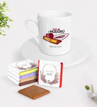 

Personalized School Director Turkish coffee Cup and Chocolate Gift Seti-1