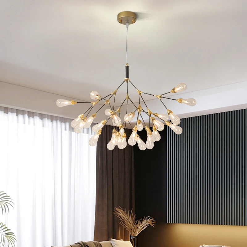 black and gold chandelier Nordic LED Chandelier For Living Room Bedroom Dining Room Kitchen Modern Glass Ceiling Pendant G4 Bulb Luster Hanging Lamp candle chandelier