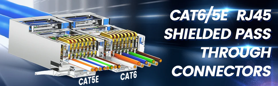 AMPCOM RJ45 RJ11 Pass Through Crimping Tool for Cat7/6A Cat6/5 Ethernet Modular Plugs Connectors With Stripper and Spare Blade AMPCOM RJ45 RJ11 Pass Through Crimping Tool for Cat7/6A Cat6/5 Ethernet Modular Plugs Connectors With Stripper and Spare Blade