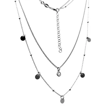 

Choker 925 Sterling silver m rhodium-plated double chain 42cm. Chatón chain 48.5cm. Combined ball discs