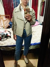 Jacket Women Basic-Coat Moto Aelegantmis Faux-Leather Plus-Size Winter Outerwear Autumn