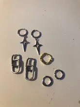 ANENJERY de Plata de Ley 925 Plata geométrica Oval aro pendientes para las mujeres Simple de Metal de estilo desmontable pendientes para las mujeres S-E1412