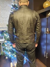 Chaqueta de cuero de vaca para hombre, abrigo de piel de vaca, grueso, de calidad, Estilo vintage, regalo, envío gratis