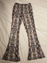 Las mujeres otoño piel de serpiente imprimir pantalones 2019 moda pierna Sexy fiesta Club pantalones largos pantalones de cintura elástica faldas pantalones