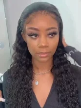 Pelucas rizadas de cabello humano de 30 pulgadas, pelo 13x6 con rizos profundos, onda de encaje, de cabello humano, brasileño, sin pegamento, nudos blanqueados pre-arrancados, para mujeres negras