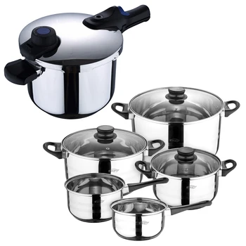 

Cookware 8 Pieces and pressure cooker 6L in stainless steel Saint ignacio collection Aragon