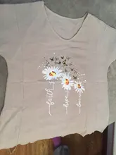 Feitong suave de algodón Blusa camisa de lino de las mujeres casuales de dibujo de margarita o-Cuello de manga corta Camisa Blusa Tops Blusa de mujer