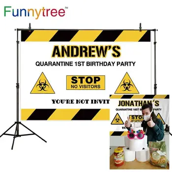 

Funnytree photo backdrop 1st Quarantine birthday virus None of you are invited baby shower party background photophone photocall