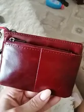 Mini Cartera de piel auténtica con cremallera para hombre y mujer, monedero pequeño y delgado de estilo Vintage