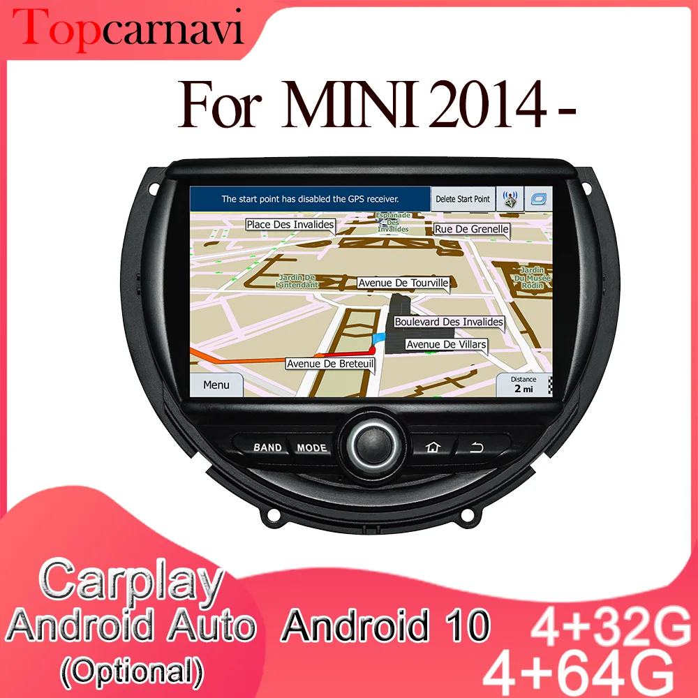 Topcarnavi Android car multimedia DVD stereo radio video GPS GLONASS navigation CarPlay for Mini (2014-) 2din | Автомобили и