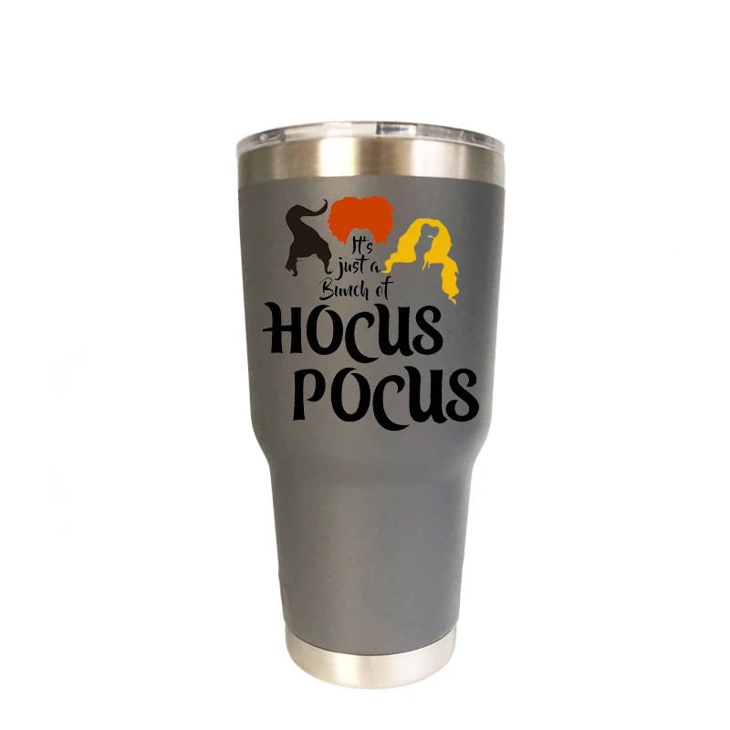 30 oz gray Хэллоуин hous Pocus 20 унций тумблер путешествия автомобиль пивная кружка с двойными стенками Изолированная вакуумная фляжка из нержавеющей стали Термос кофейные кружки - Цвет: 30 oz gray