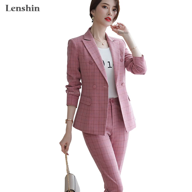 Plaid Formal Pant Suit Blazer 