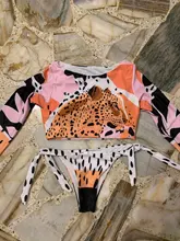 Bikini de manga larga con estampado de tigre para mujer, traje de baño de dos piezas con estampado de tigre para surfear, con realce, para verano, 2021