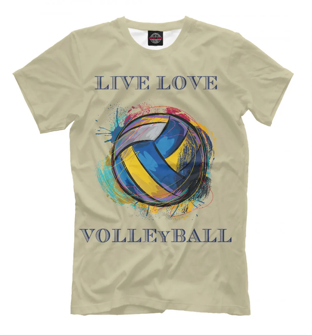 Мужская футболка LIVE LOVE VOLLEYBALL | одежда