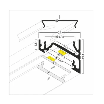

A401 Corner Profile Aluminum 2MT Strips LED Strip + Cover Terminals AND Hooks