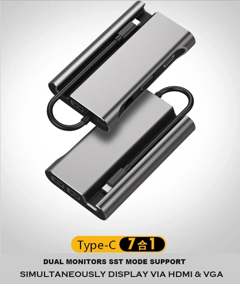 Usb c Мультиадаптер hdmi usb hub HDMI VGA Rj45 ethernet lan адаптер для MacBook pro 2019 Huawei Mate30 Pro samsung