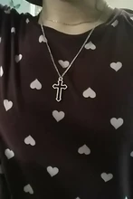 Collar con colgante gótico de Cruz hueca para hombre y mujer, collar de estilo callejero, Color plateado, regalo, joyería de cuello al por mayor