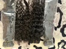 Extensiones con ondas al agua dulces, 3 mechones con cierre de encaje 100% cabello indio ondulado extensiones de cabello humano no Remy con cierre
