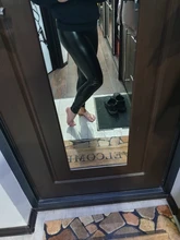 Nessaj verano negro de cuero de la PU de Mujer Pantalones de cintura alta polainas pantalones elásticos de talla grande Spandex 10% Jeggings