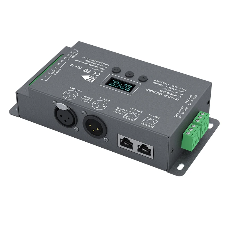 Новый светодиодный контроллер dmx декодера DC12 24V вход 6A * 5CH Макс 30A выход RGB/RGBW XLR 3/RJ45