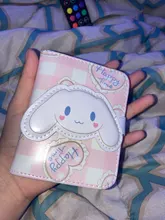 Cartera de cuero con broche para mujer, cartera pequeña con broche de piel sintética a cuadros con forma de oso y conejo, tarjetero, monedero corto de Lolita para estudiantes
