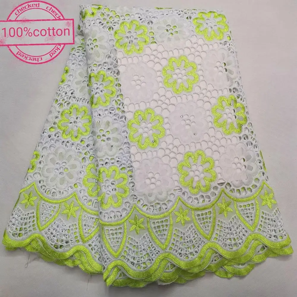 

2020 High Quality African Swiss Voile Lace Fabrics Embroidery in Switzerland 100% Cotton Nigeran Dry Cotton Lace Fabric 5yards