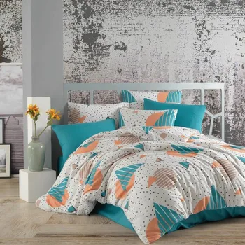 

Cotton Touch Ranforce Triangle Petrol Double Personality Duvet cover set