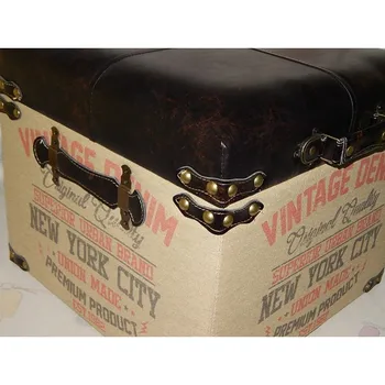 

BAUL stool PUFF VINTAGE decoration Route 66 NEW YORK