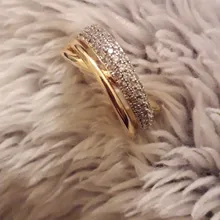 Huitan-Anillos cruzados de alta calidad para mujer, joyería de moda para boda, compromiso, fiesta, cristal brillante de circón