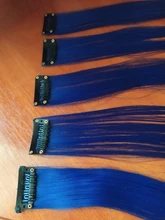 Lupu-extensiones de cabello sintético para niña, horquilla larga y lisa con un Chip en color arcoíris resaltado, para cabello falso