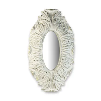 

Oval wall mirror small carved wood White decapered 29X52