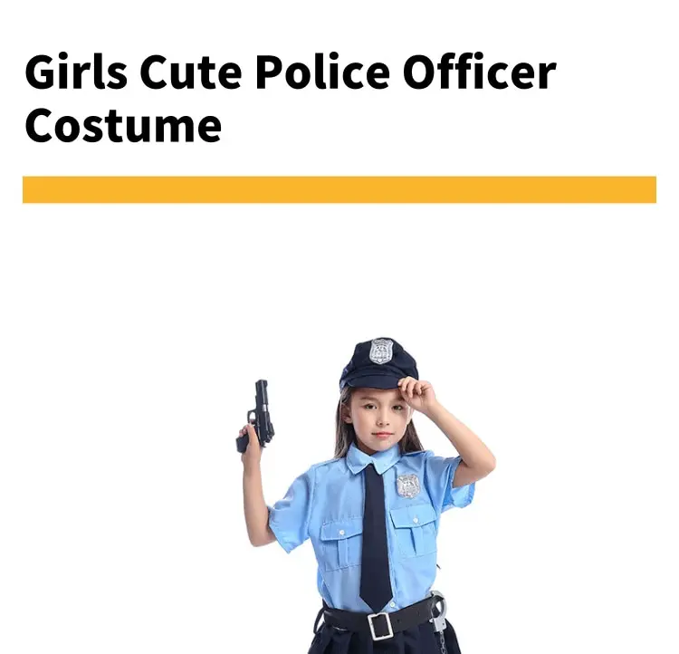 Cute Girls Tiny Cop Police Officer Playtime Cosplay Uniform Kids Halloween Costume