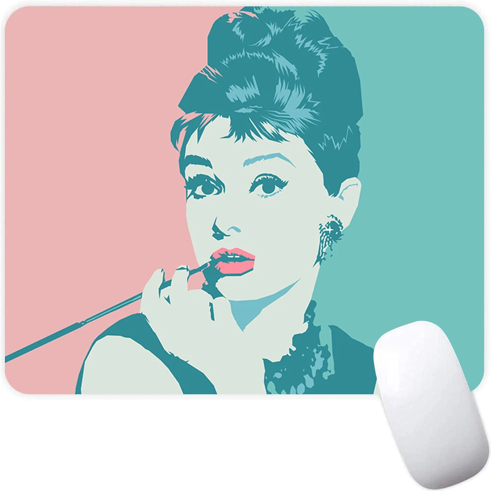 

Audrey Hepburn Small Gaming Mouse Pad Computer Mousepad PC Gamer Mouse Mat Laptop Mausepad Mouse Carpet Keyboard Mat Desk Pad