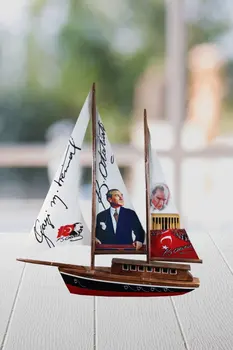 

Angemiel Gift Gazi Ataturk Signature Mausoleum Decorative Large Sailboat Ship Scale Model
