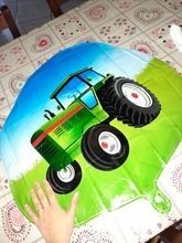 Juego de globos de Tractor verdes para niños, cartel de feliz cumpleaños, vehículo, Tractor, decoración de fiesta de cumpleaños