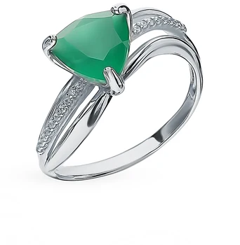 

Silver ring with cubic zirconia and agate sunlight sample 925