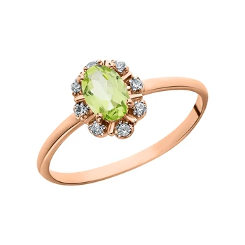 

Gold ring with хризолитом and cubic zirconia sunlight sample 585 test