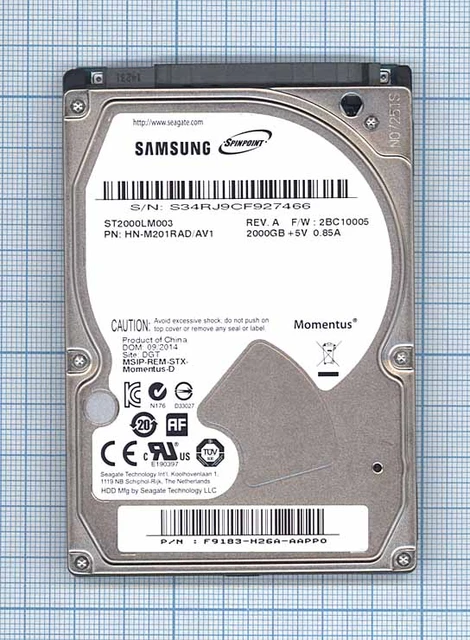 2.5インチ内蔵ハードディスク,Samsung st2000lm003用,2年間使用,sata ii