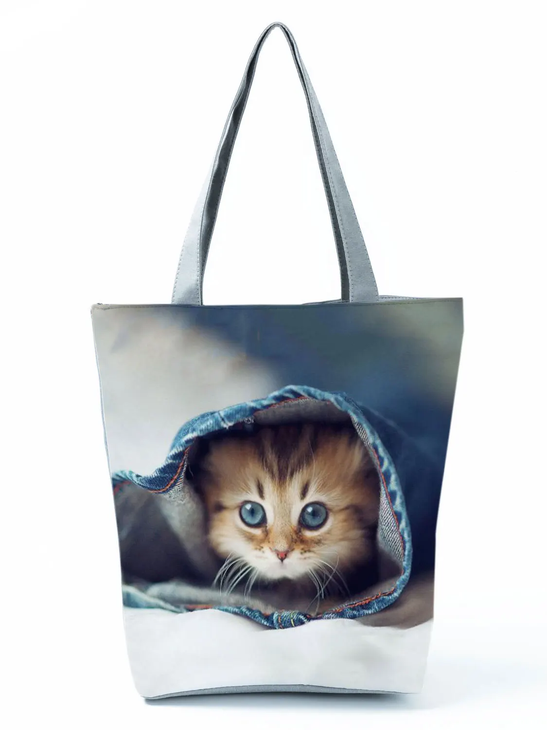 2022 Cool Fashion Handbag Female Cats Print 3D Tote Travel Women Shoulder Bag Foldable High Capacity Shopping Bag Custom Pattern 